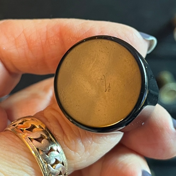 Vintage Size 6 3/4 Lucite Ring Chunky Flat Top Dome Black Mid Century Modern - Picture 16 of 16